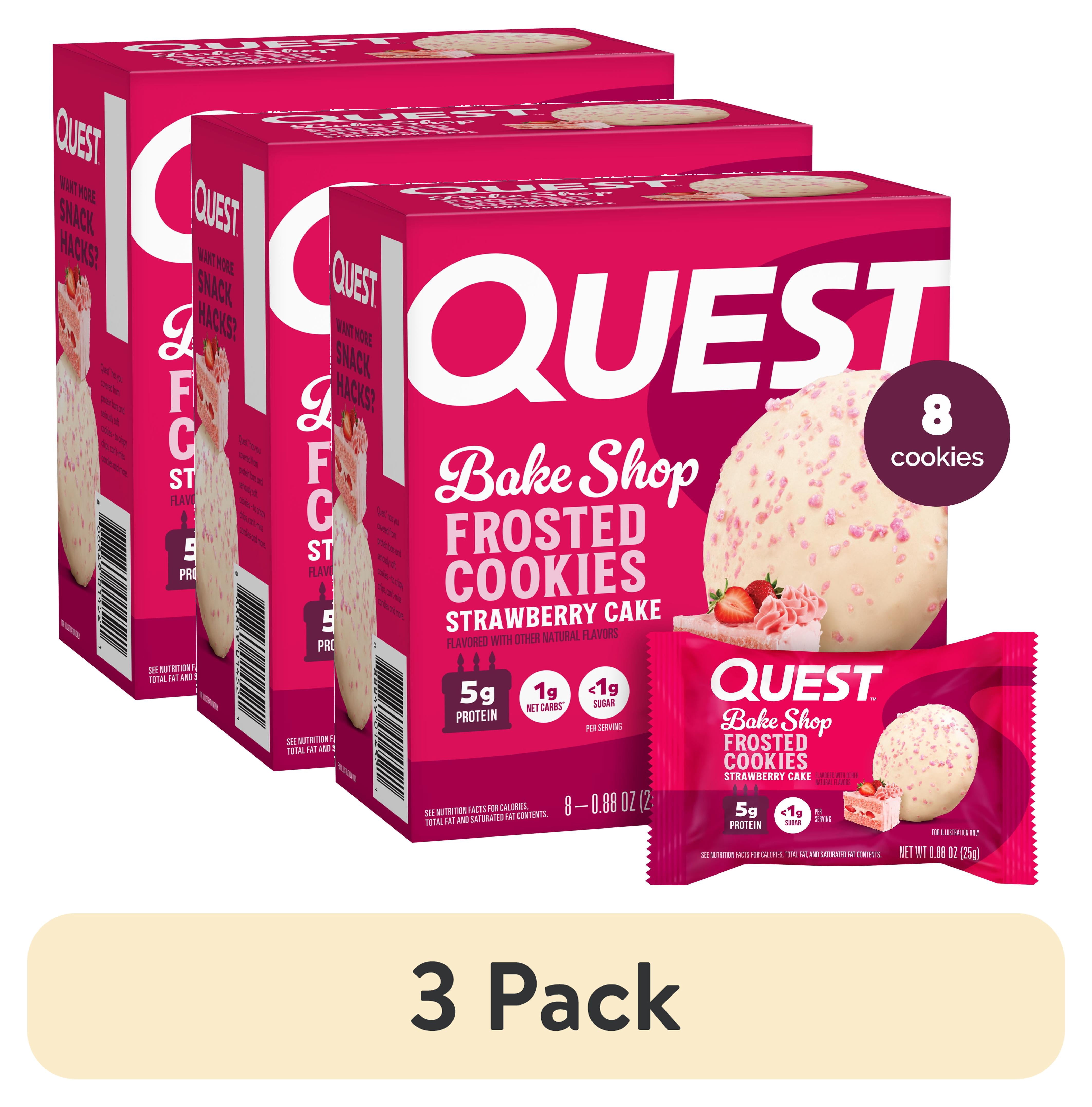 (3 pack) Quest Frosted Protein Cookie, Strawberry Cake Flavored, 8 Count