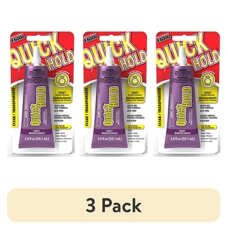 (3 pack) QuickHold All-Purpose Water Resistant Adhesive, Clear 2 oz