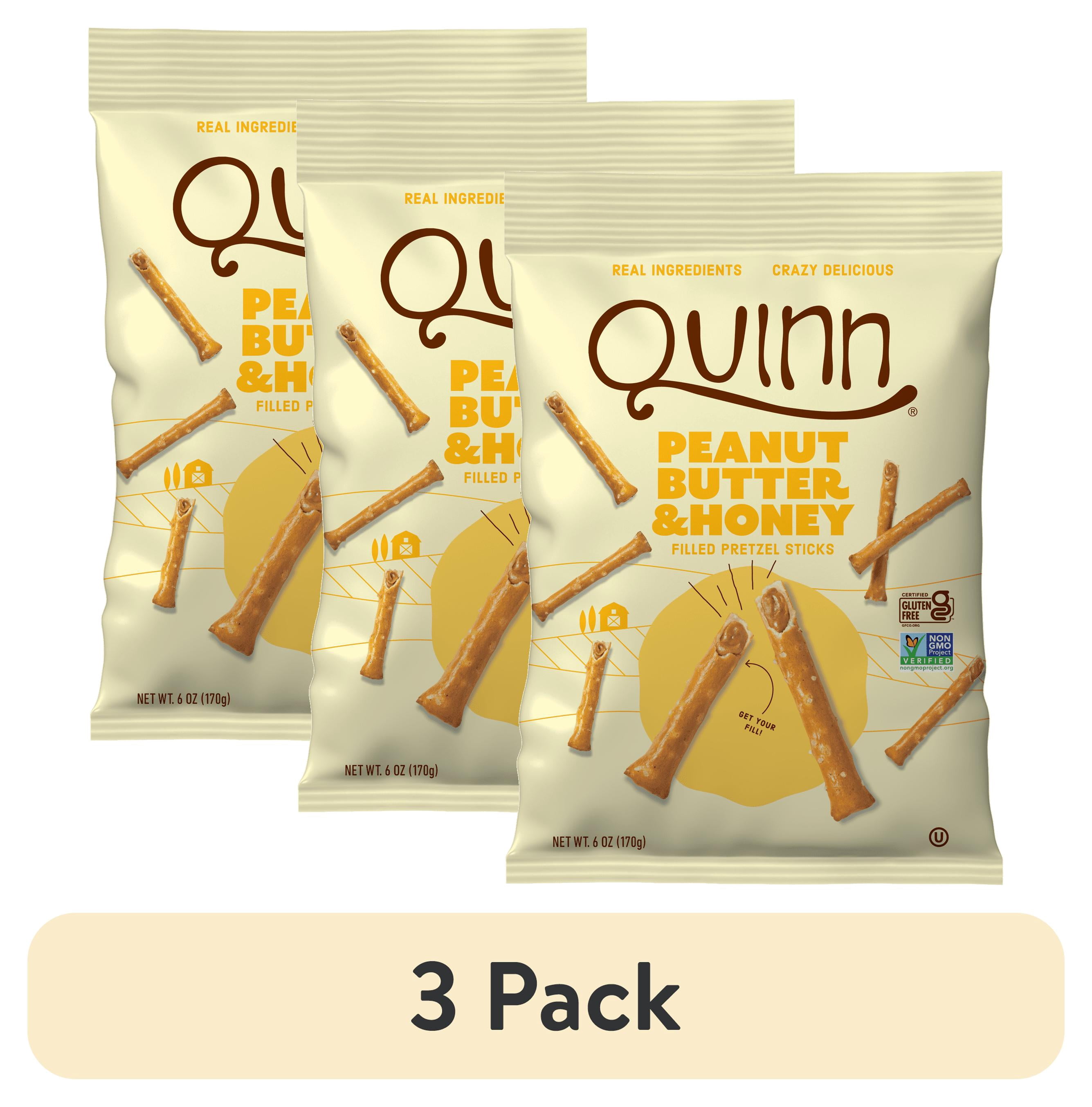(3 pack) Quinn Gluten Free Peanut Butter & Honey Filled Pretzel Sticks, 6 oz