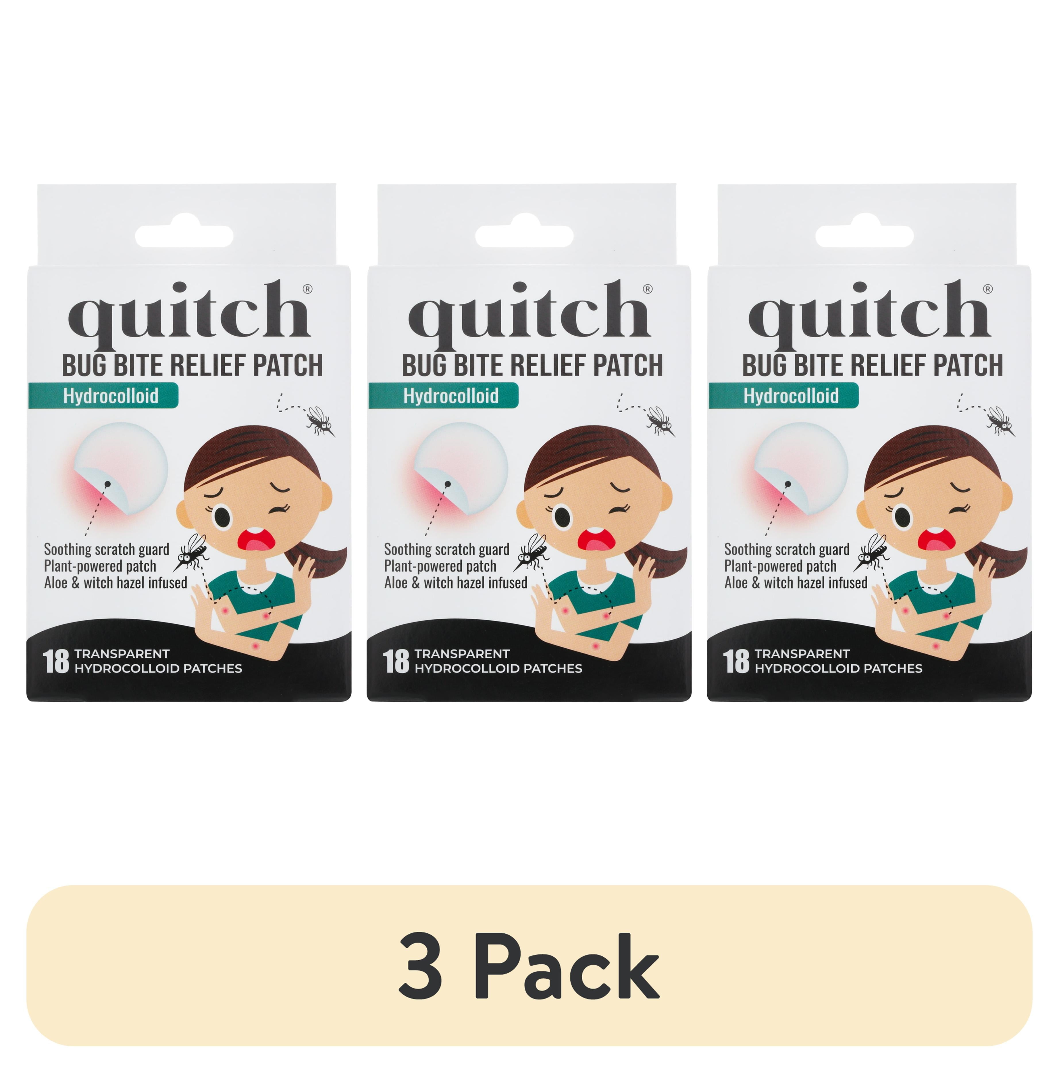 (3 pack) Quitch Bug Bite Itch Relief Patches/Pads, 18 Count