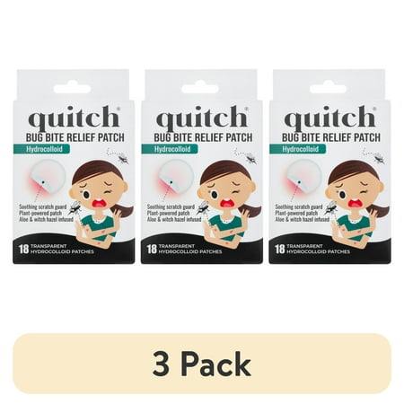 (3 pack) Quitch Bug Bite Itch Relief Patches/Pads, 18 Count