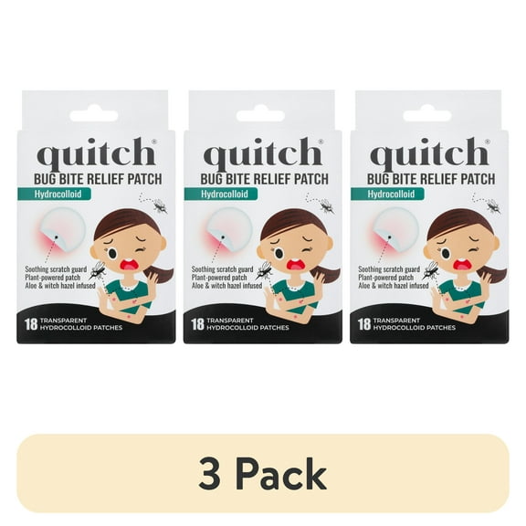 (3 pack) Quitch Bug Bite Itch Relief Patches/Pads, 18 Count