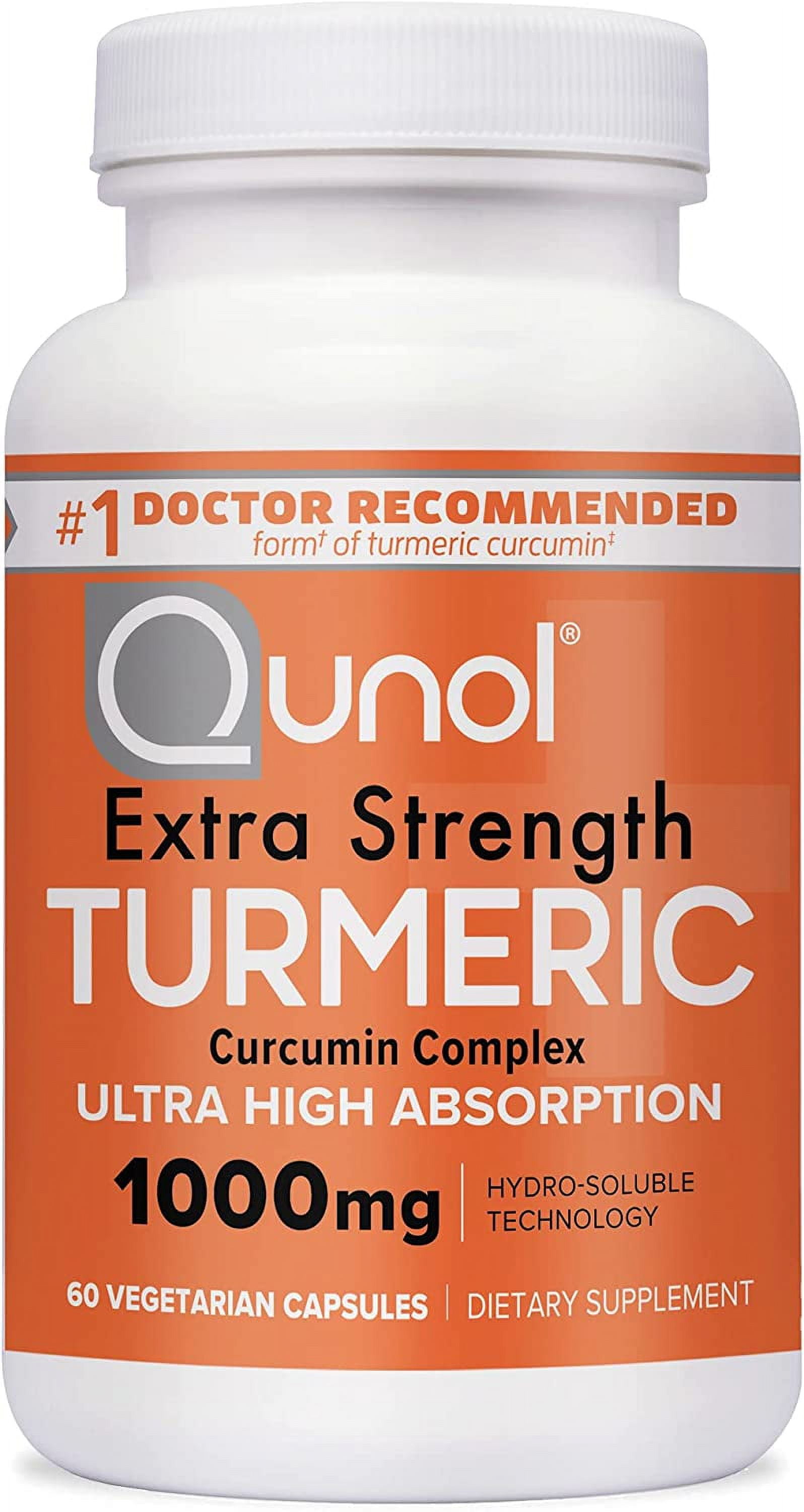 (3 pack) Qunol Turmeric Curcumin Capsules, 1000mg Extra Strength Supplement, Patented Hydro-Soluble Technology, Alternative to Turmeric Curcumin with Black Pepper, 60 Veggie Capsules