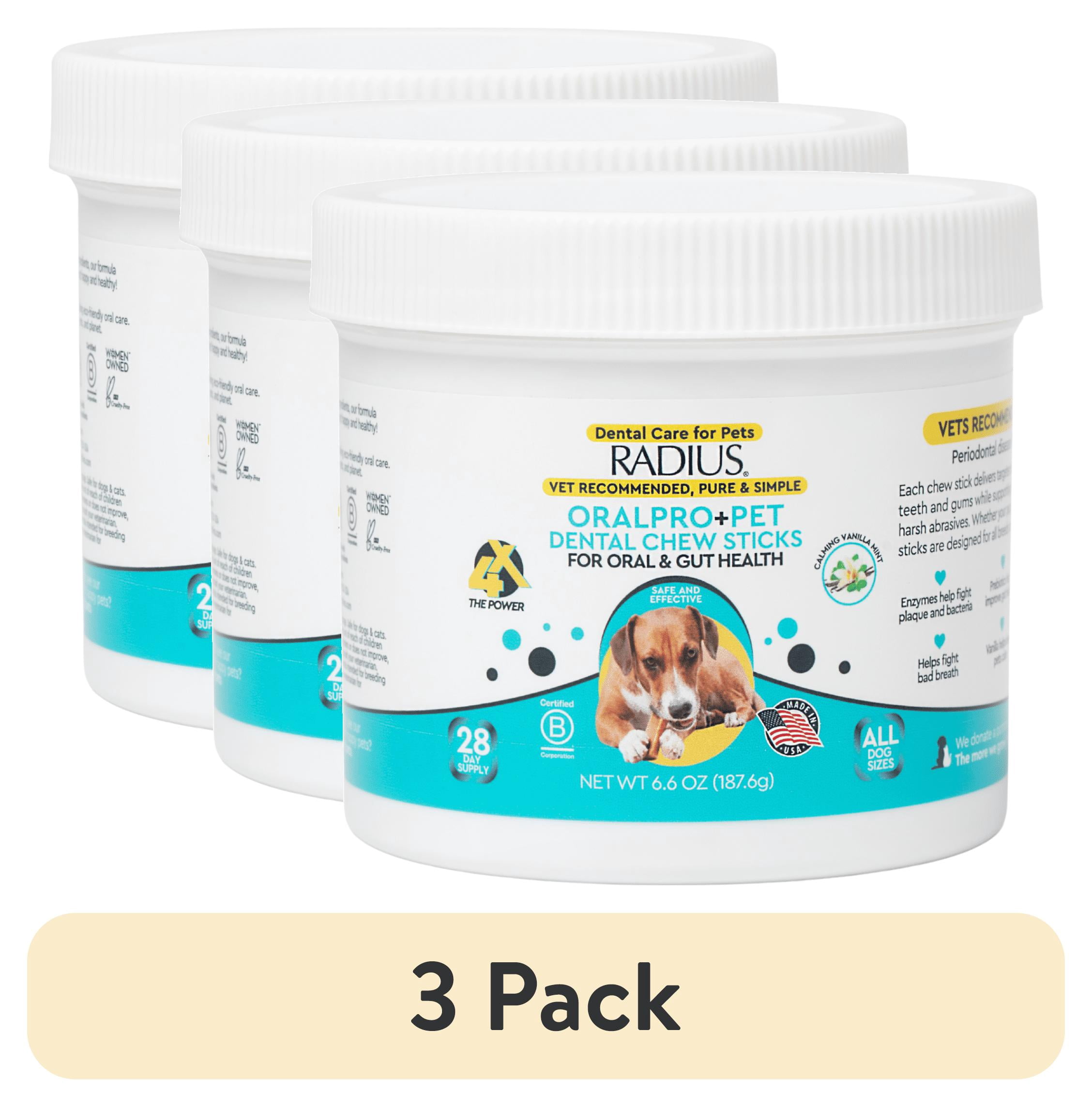 (3 pack) RADIUS Pets Oral and Gut Health OralPro+ Dental Chew Sticks, 28 Count