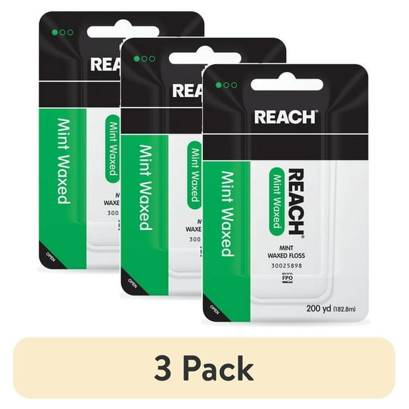 (3 pack) REACH DENTAL FLOSS MINT WAXED 200YD