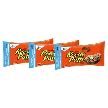 (3 pack) REESE'S PUFFS Breakfast Cereal, Chocolatey Peanut Butter Cereal Bag, 35 oz