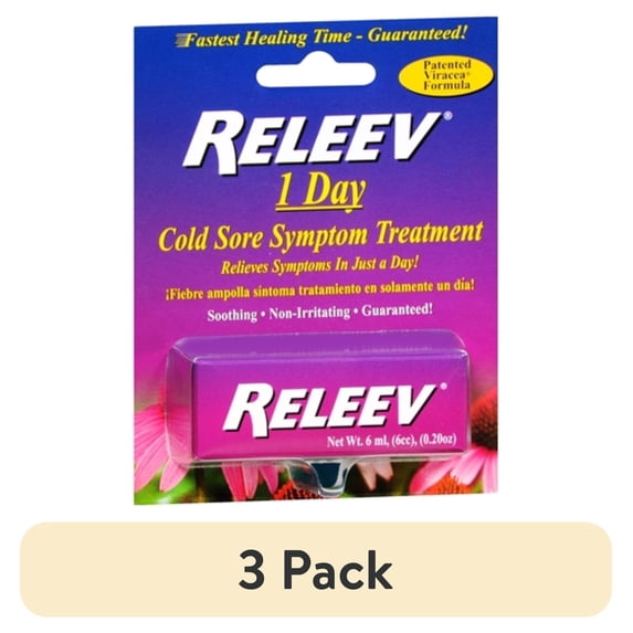 (3 pack) RELEEV 1 Day Cold Sore Treatment 6 mL