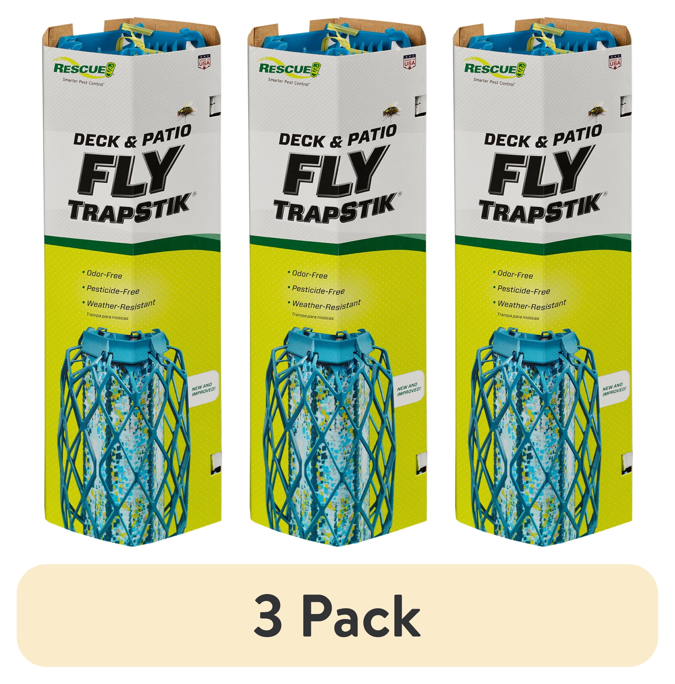 (3 pack) RESCUE! Deck  Patio Fly Trapstik Outdoor Hanging Fly Trap