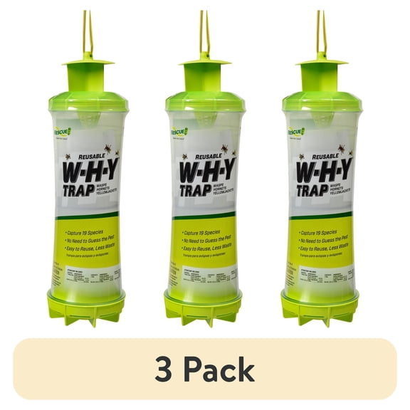 (3 pack) RESCUE! Outdoor Reusable W•H•Y Trap for Wasps, Hornets, and Yellowjackets Trap, 1 Pack