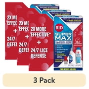 3 pack RID Super Max 5-in-1 Complete Lice Treatment Kit Kills Super Lice & Eggs + 24/7 Lice Defense