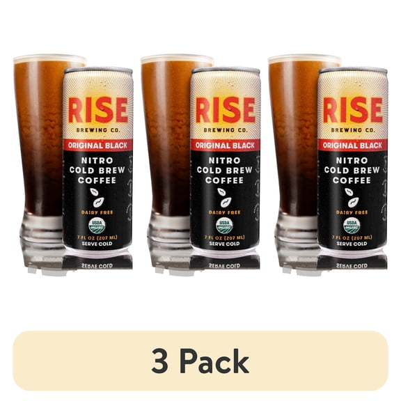 (3 pack) RISE Brewing Co. Original Black Nitro Cold Brew Coffee, 7 fl oz Can