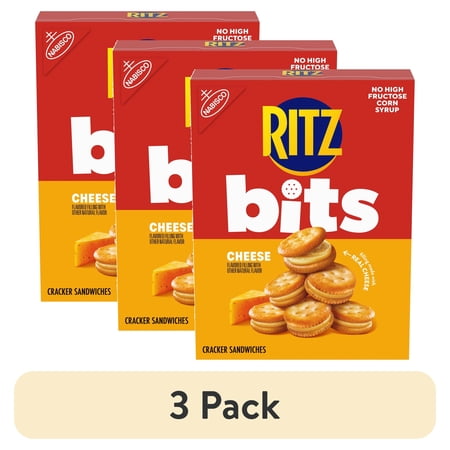 (3 pack) RITZ Bits Cheese Sandwich Crackers, Snacks for Kids and Adults, Lunch Snacks, 8.8 oz