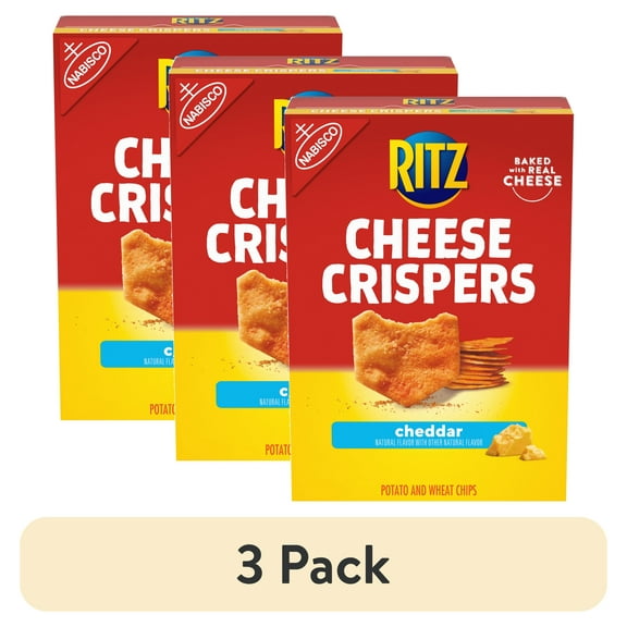(3 pack) RITZ Cheese Crispers Cheddar Chips, 7oz