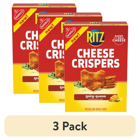 (3 pack) RITZ Cheese Crispers Spicy Queso Baked Chips, 7 oz