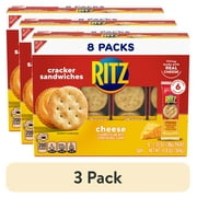 (3 pack) RITZ Cheese Sandwich Crackers, Lunch Snacks, 8 Snack Packs (6 Crackers Per Pack)