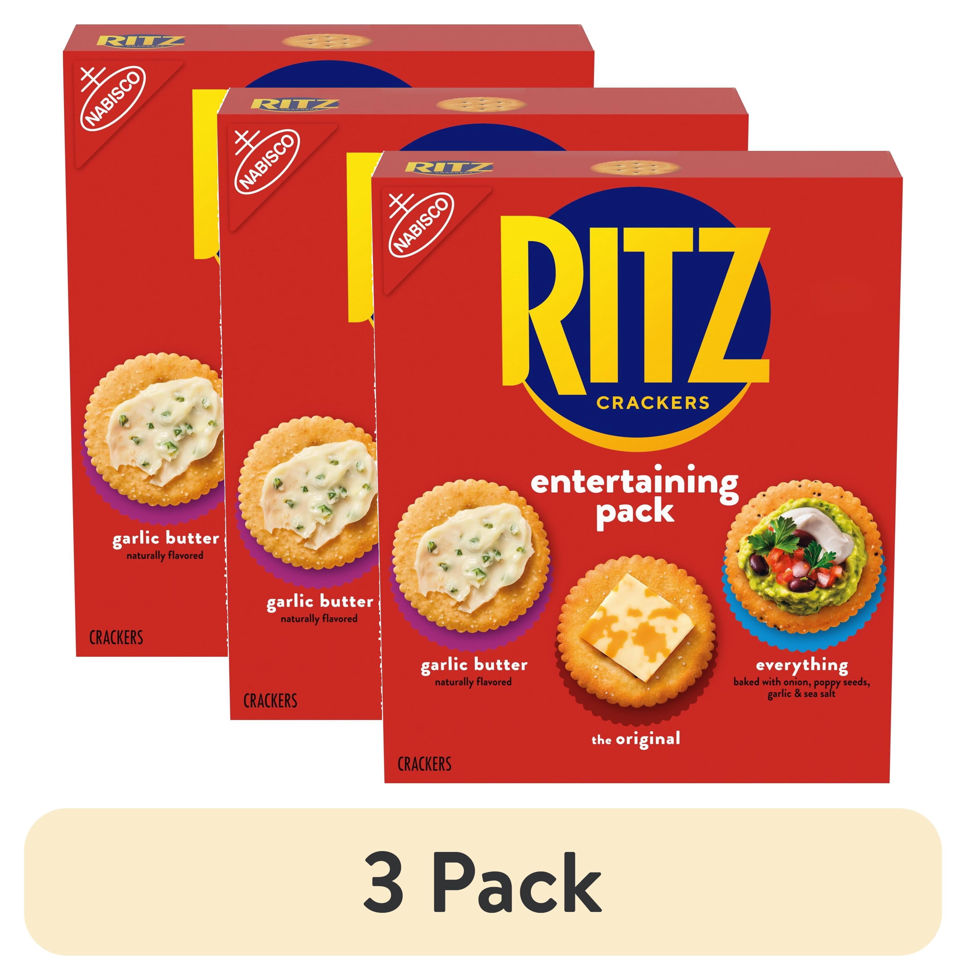(3 pack) RITZ Crackers Variety Pack with Original, Everything, and Garlic Butter Crackers, 10.3 oz