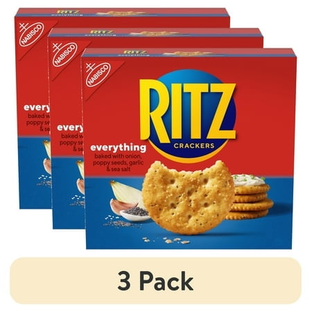 (3 pack) RITZ Everything Crackers, Snacks for Kids and Adults, Lunch Snacks, 13.7 oz
