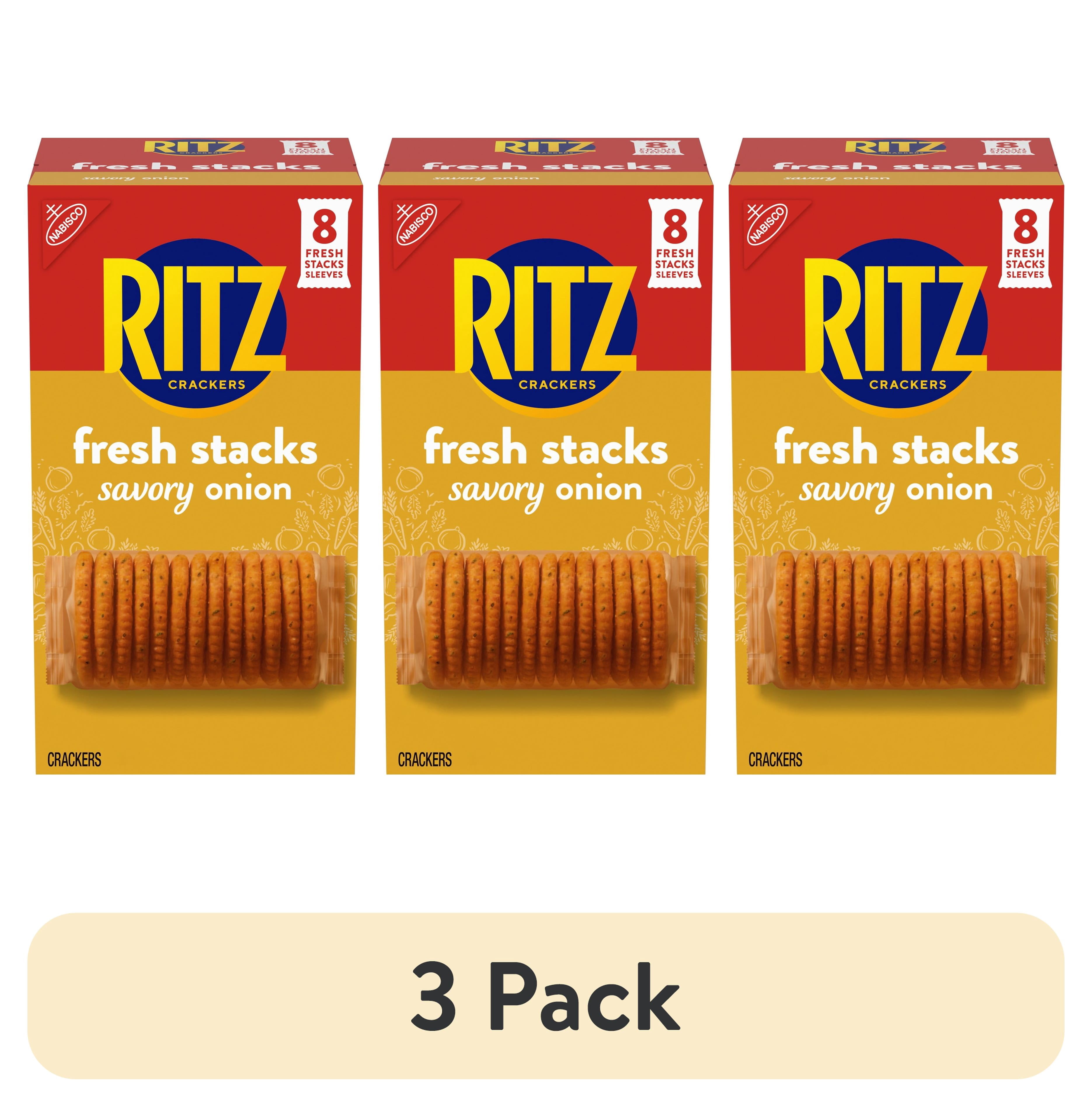 (3 pack) RITZ Fresh Stacks Savory Onion Crackers, Travel Snacks, 11.5 oz (8 Multi Snack Packs)