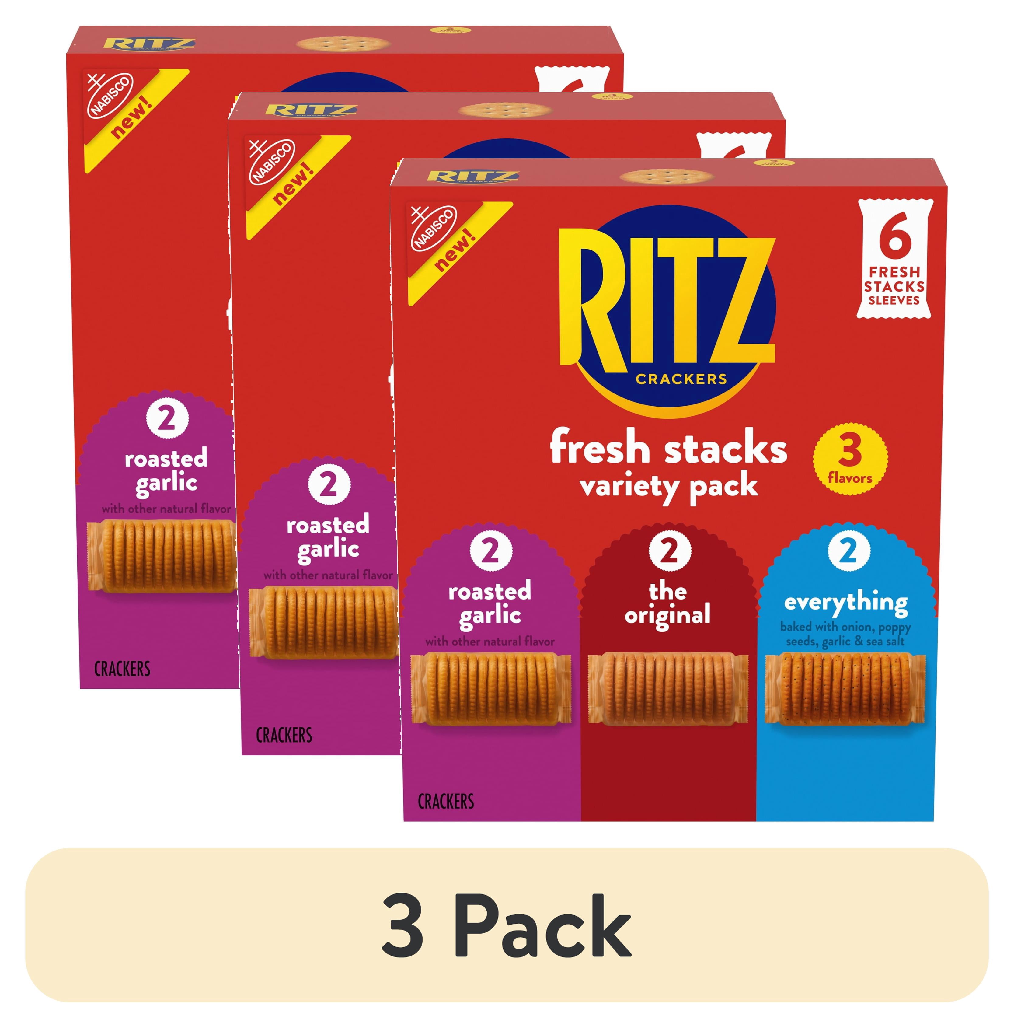 (3 pack) RITZ Fresh Stacks Variety Pack, 3 Flavors, Travel Snacks, 8.85 oz (6 Multi Snack Packs)