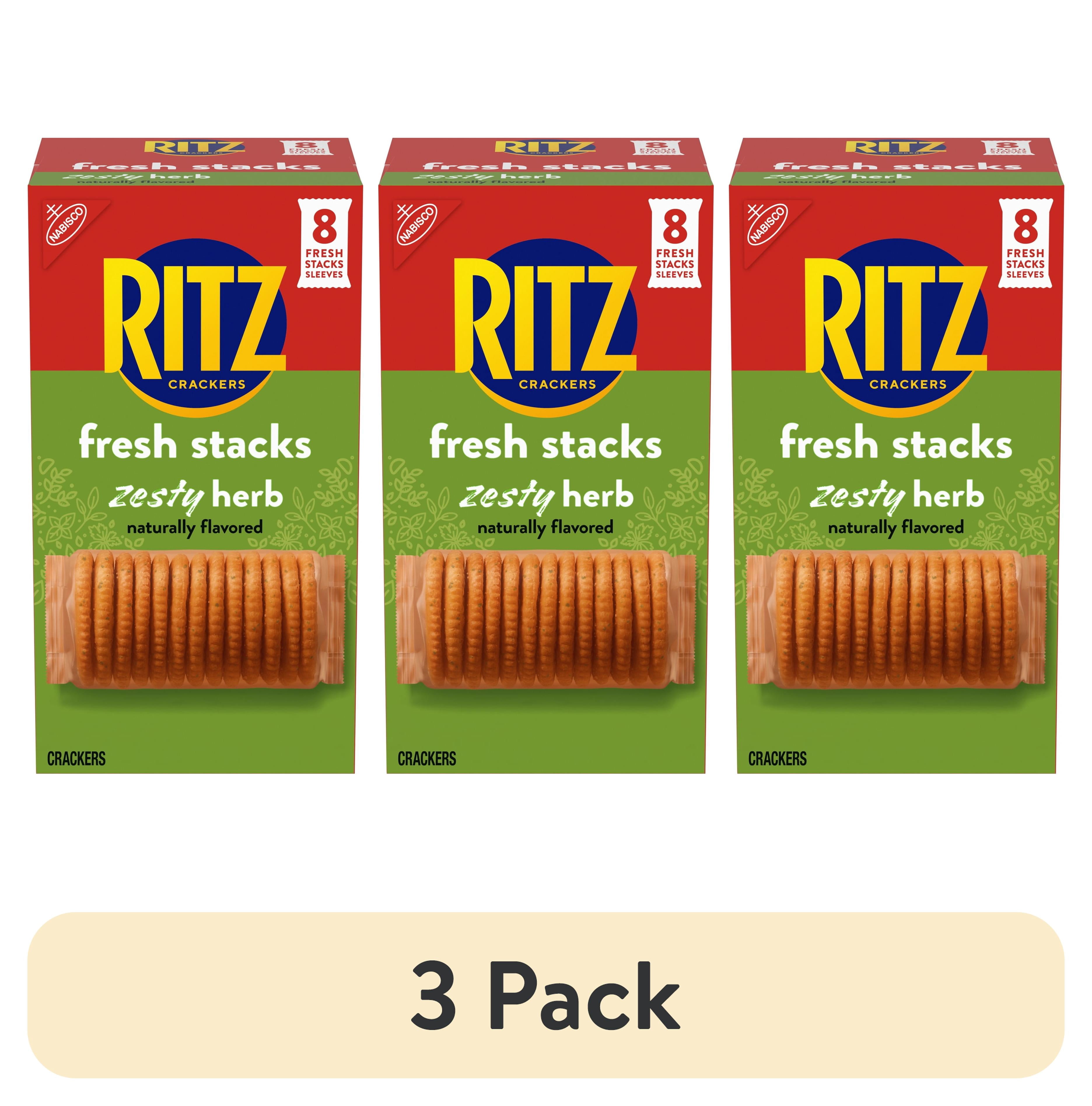 (3 pack) RITZ Fresh Stacks Zesty Herb Crackers, Travel Snacks, 11.8 oz (8 Multi Snack Packs)