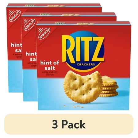 (3 pack) RITZ Hint of Salt Crackers, Snacks for Kids and Adults, Lunch Snacks, 13.7 oz