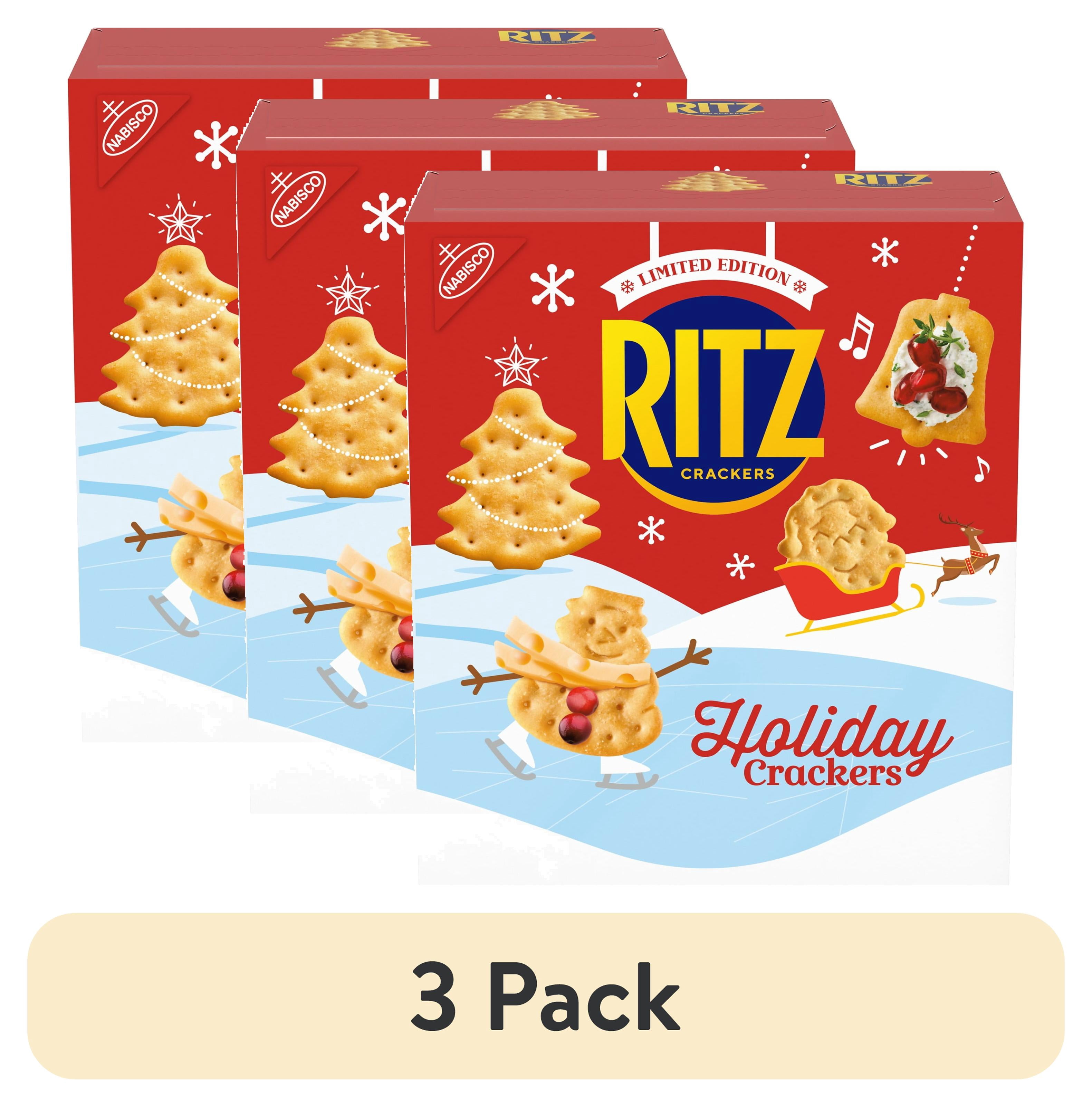 (3 pack) RITZ Holiday Crackers, Snacks for Kids and Adults, Party Snacks, Limited Edition, 12.3 oz