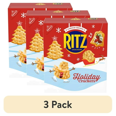 (3 pack) RITZ Holiday Crackers, Snacks for Kids and Adults, Party Snacks, Limited Edition, 12.3 oz