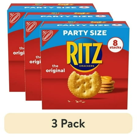 (3 pack) RITZ Original Crackers, Snacks for Kids and Adults, Lunch Snacks, Party Size, 27.4 oz