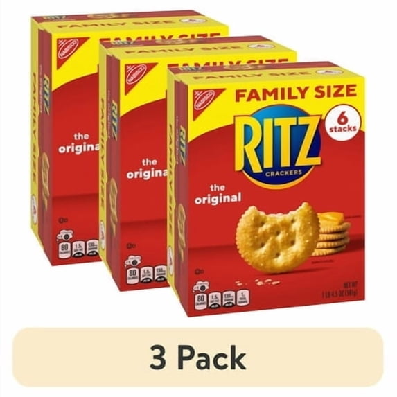 (3 pack) RITZ Original Crackers, Snacks for Kids and Adults, Lunch Snacks, Family Size, 20.5 oz