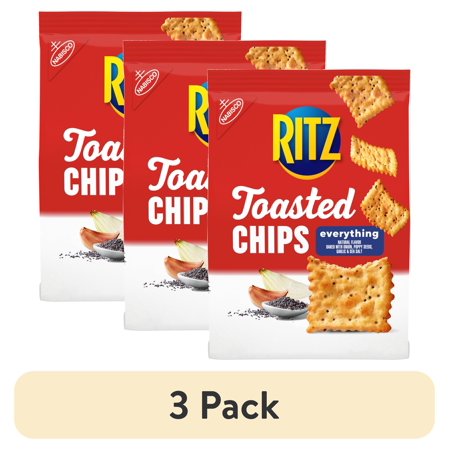 (3 pack) RITZ Toasted Chips Everything Crackers, Party Snacks, 8.1 oz