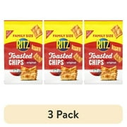 (3 pack) RITZ Toasted Chips Original Crackers, Party Snacks, Family Size, 11.4 oz
