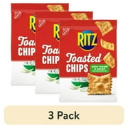 (3 pack) RITZ Toasted Chips Sour Cream and Onion Crackers, Party Snacks, 8.1 oz