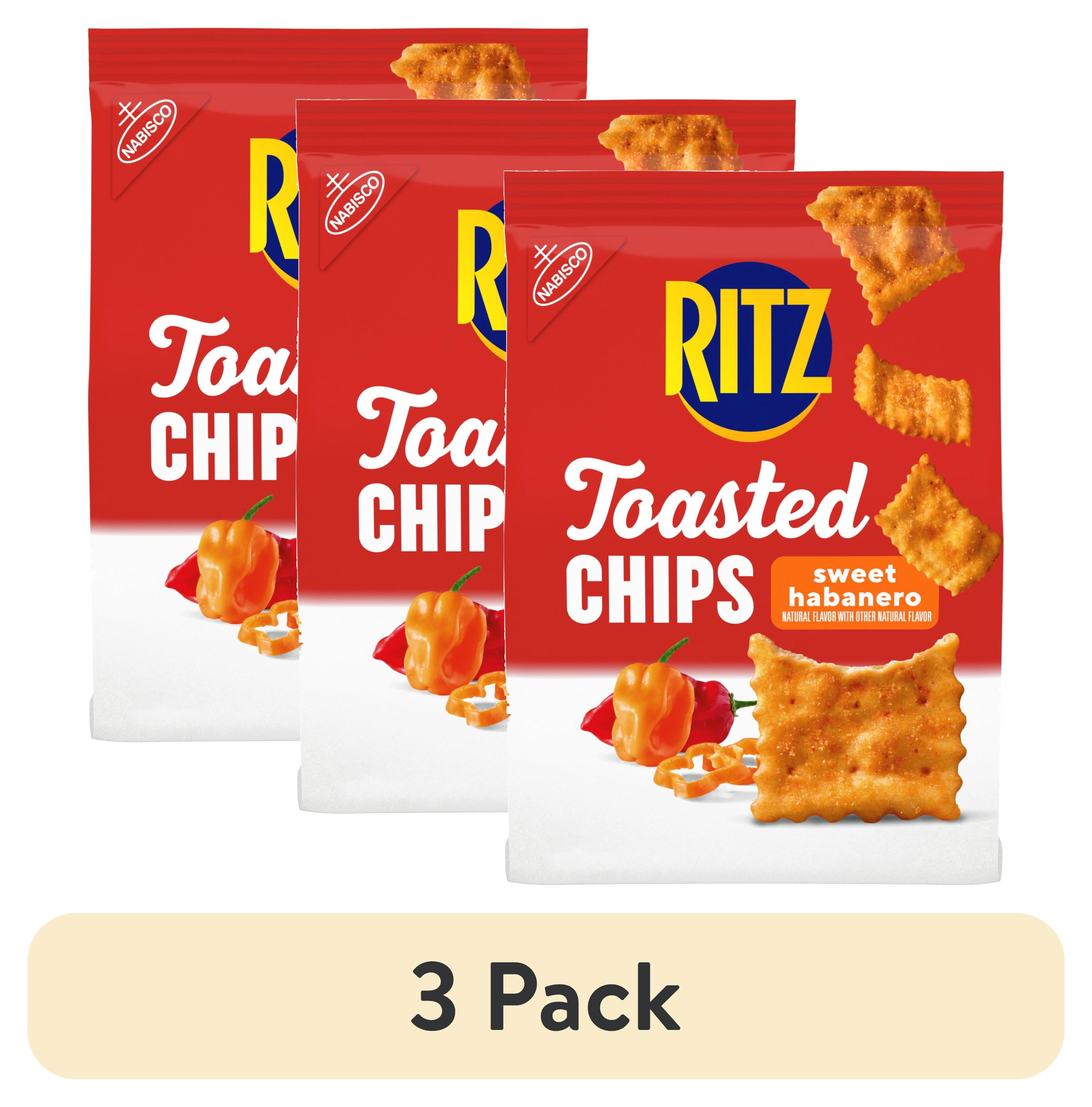 (3 pack) RITZ Toasted Chips Sweet Habanero Crackers, Party Snacks, 8.1 oz