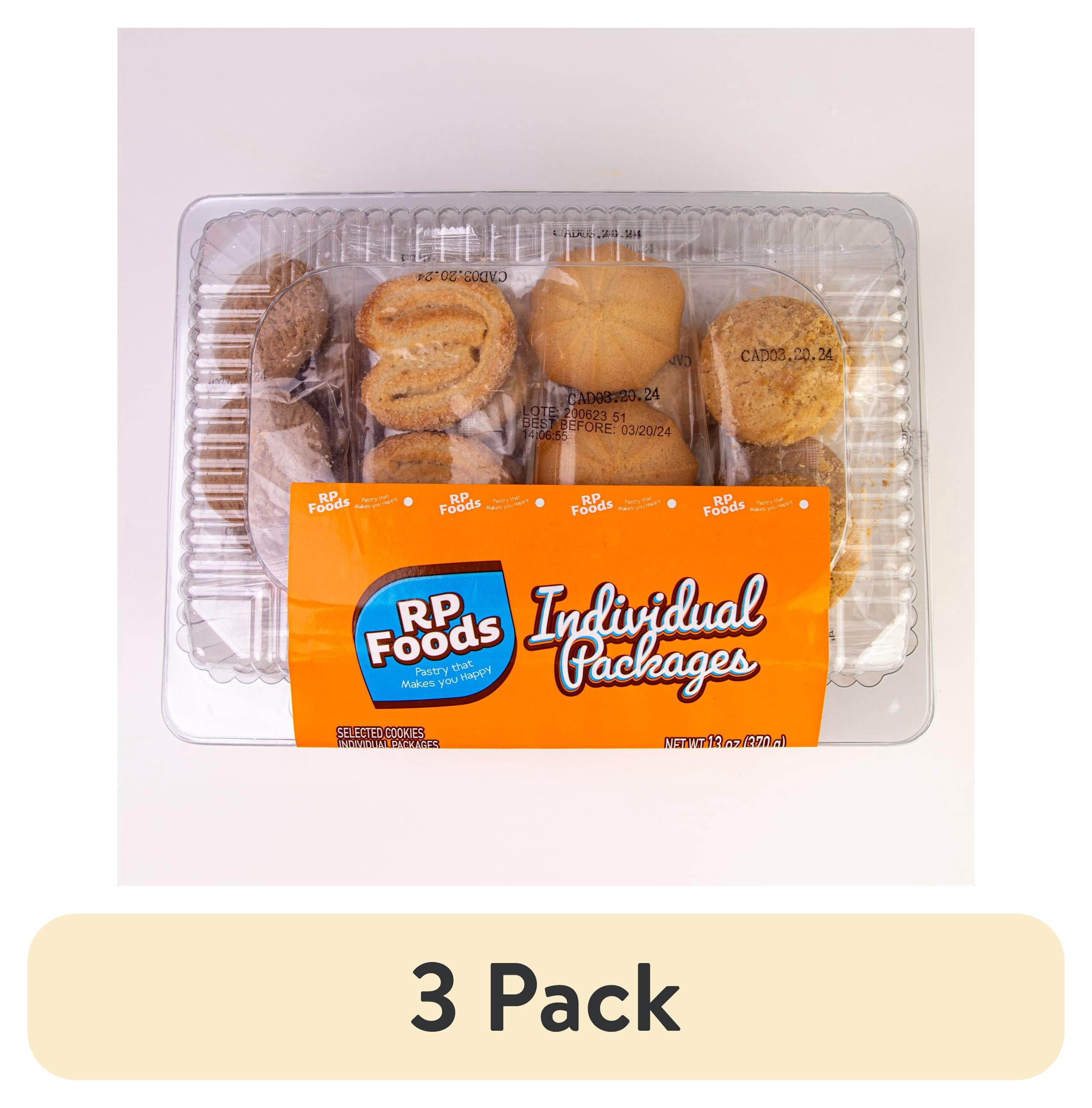 (3 pack) RP Foods Assorted Baked Cookies, 17 Sleeves of 2 Cookies, 13 oz