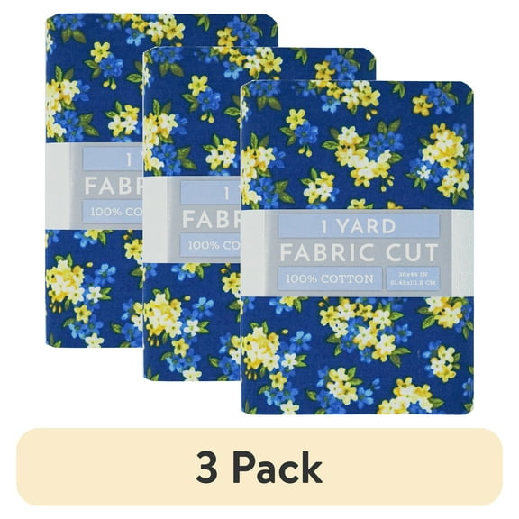 (3 pack) RTC Fabrics 100% Cotton 44" x 1 Yard Small Floral Blue Print Pre-Cut Fabric, 1 Each