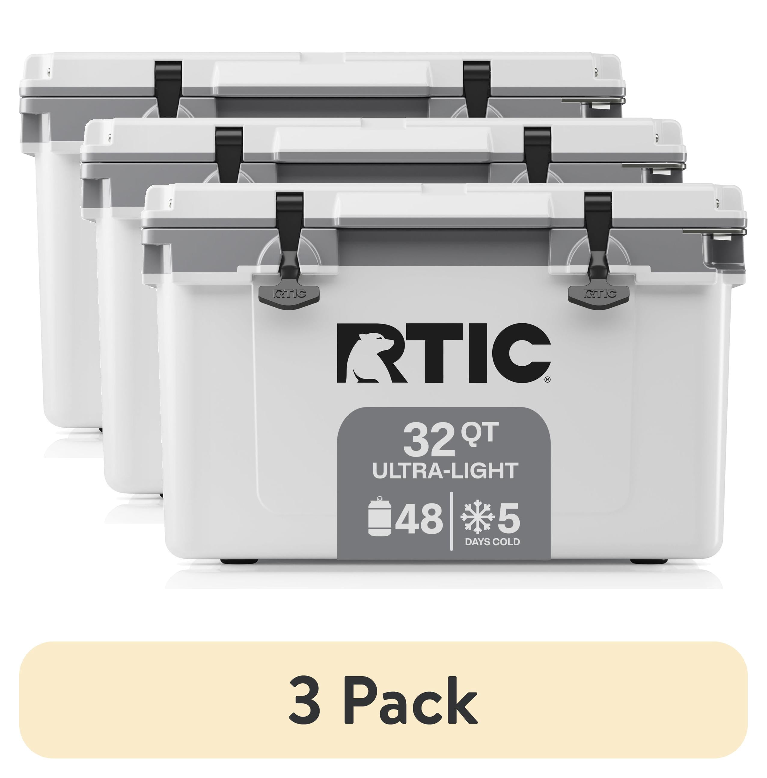 RTIC Ultra-Light 32 Qt Ice Chest Cooler, 3 pack, Gray, Foam