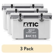 3 pack RTIC Ultra-Light 32 Qt Hard-Sided Ice Chest Cooler, Fits 48 Cans, White & Grey