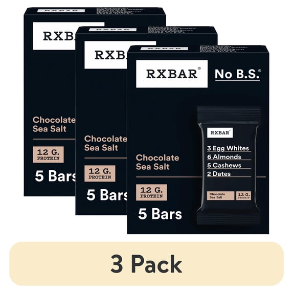 (3 pack) RXBAR, Chocolate Sea Salt Gluten-Free Protein Bars, 5 Count
