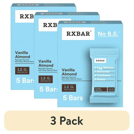 (3 pack) RXBAR Protein Bars Gluten-Free, Vanilla Almond, 5 Count