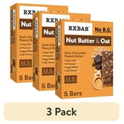 (3 pack) RXBAR Nut Butter and Oat Protein Bars Gluten-Free, Dark Chocolate Peanut Butter, 5 Count