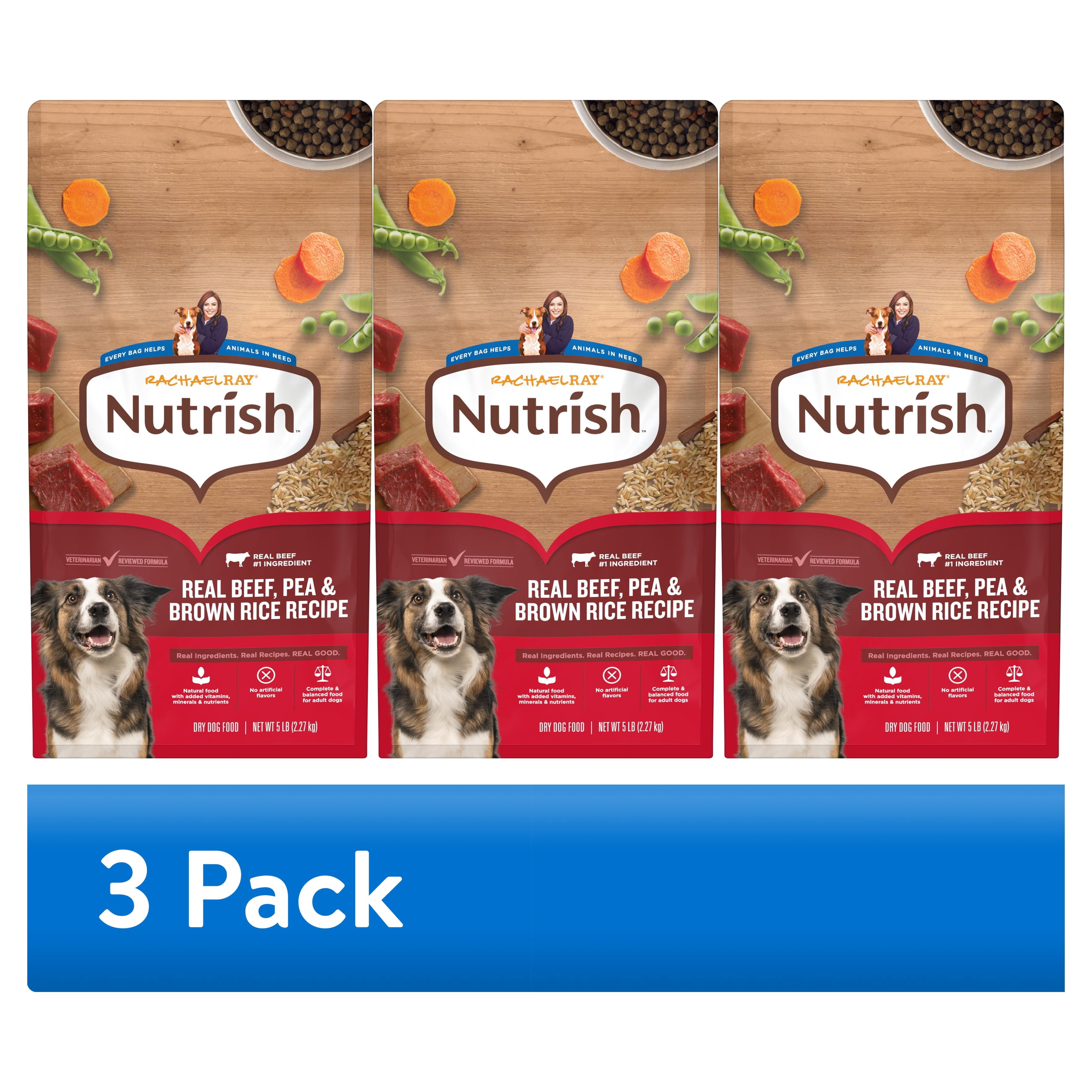 (3 pack) Rachael Ray Nutrish Adult Dry Dog Food Real Beef, Pea & Brown Rice Recipe, 5 lb.