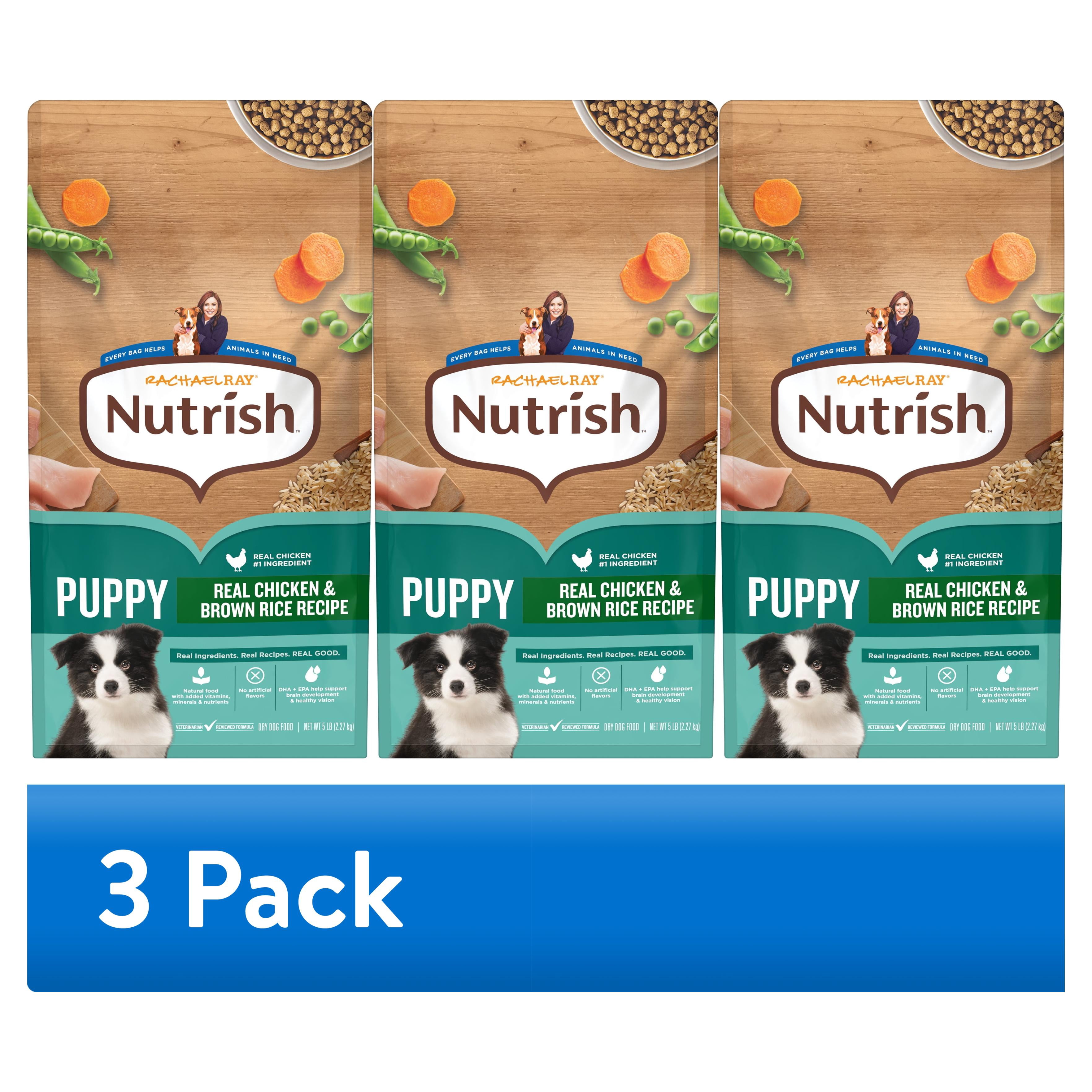 (3 pack) Rachael Ray Nutrish Dry Dog Food Puppy, Real Chicken & Brown Rice Recipe, 5 lb.