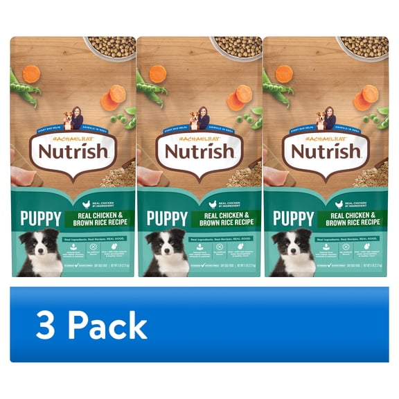 (3 pack) Rachael Ray Nutrish Dry Dog Food Puppy, Real Chicken & Brown Rice Recipe, 5 lb.