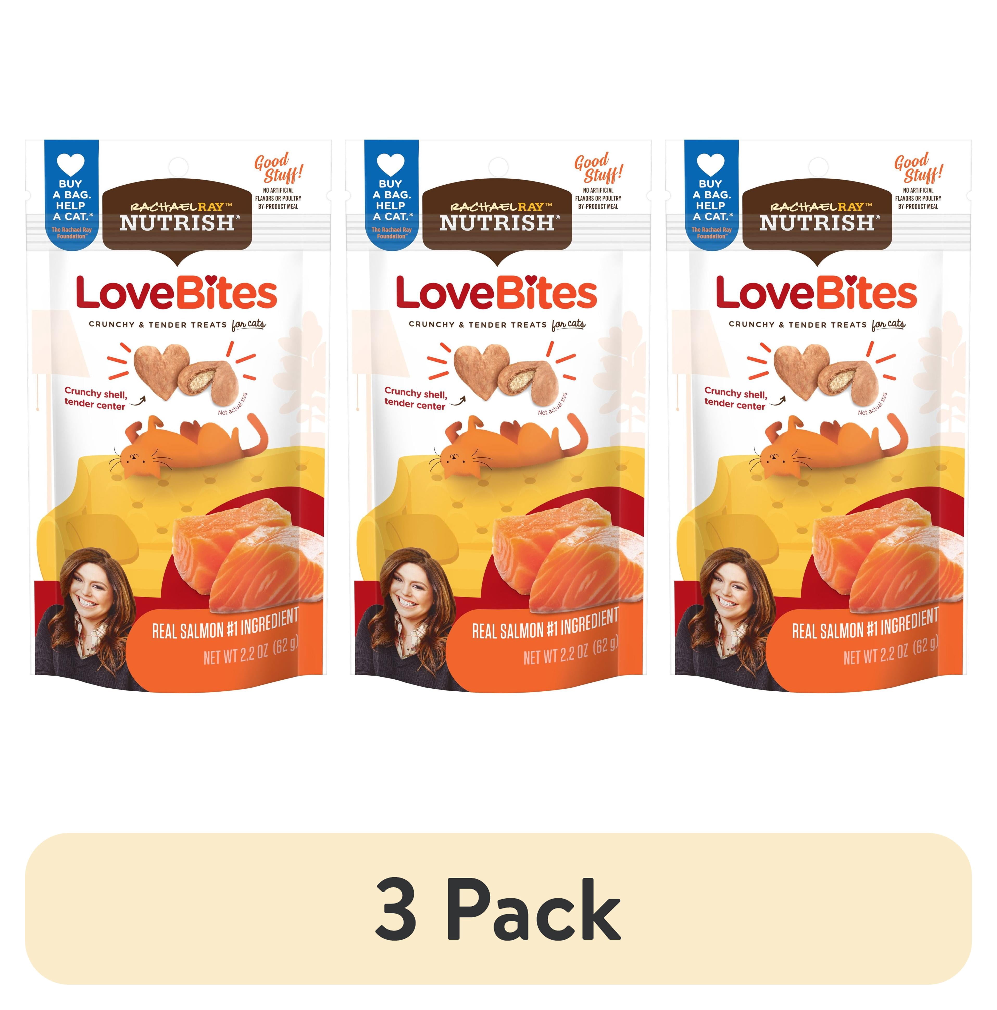 (3 pack) Rachael Ray Nutrish Love Bites Cat Treats, Salmon, 2.2 oz. Bag