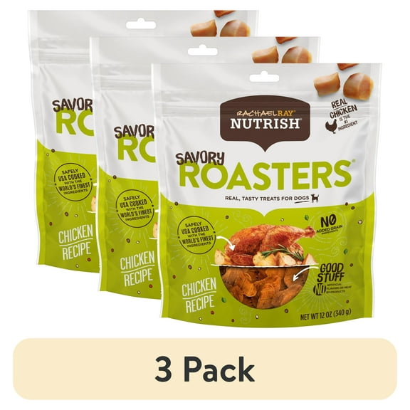 (3 pack) Rachael Ray Nutrish Savory Roasters Dog Treats, Chicken Recipe, 12-Ounce Pouch