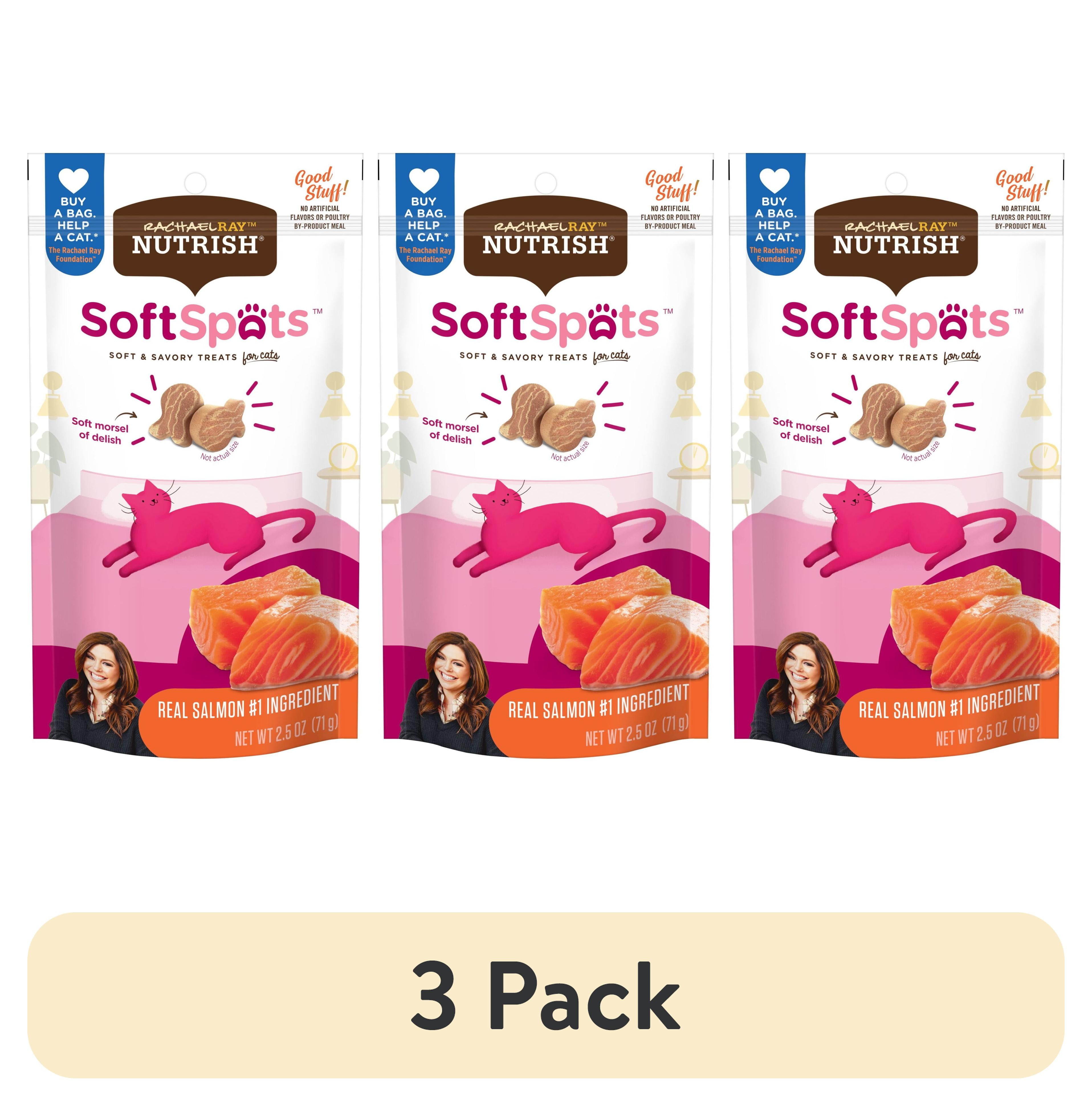 (3 pack) Rachael Ray Nutrish Soft Spots Dry Cat Treats, Salmon, 2.5 oz. Bag
