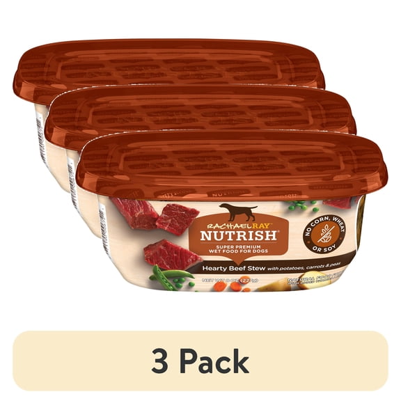 (3 pack) Rachael Ray Nutrish Wet Dog Food, Hearty Beef Stew Recipe, 8 oz. Tub