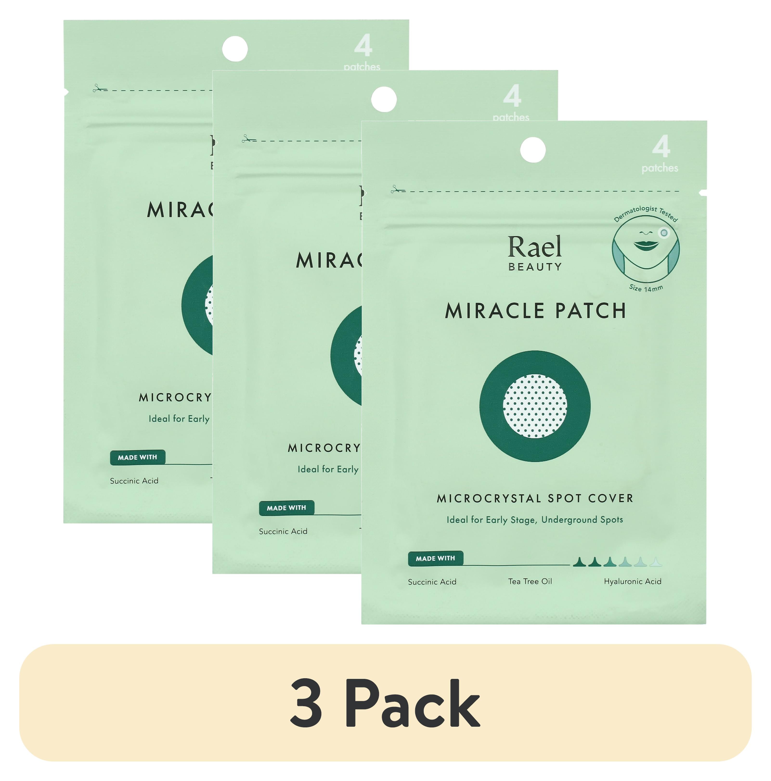 (3 pack) Rael Beauty Microcrystal Acne Healing Spot Cover Patch Treatment for All Skin Types, 4 Count