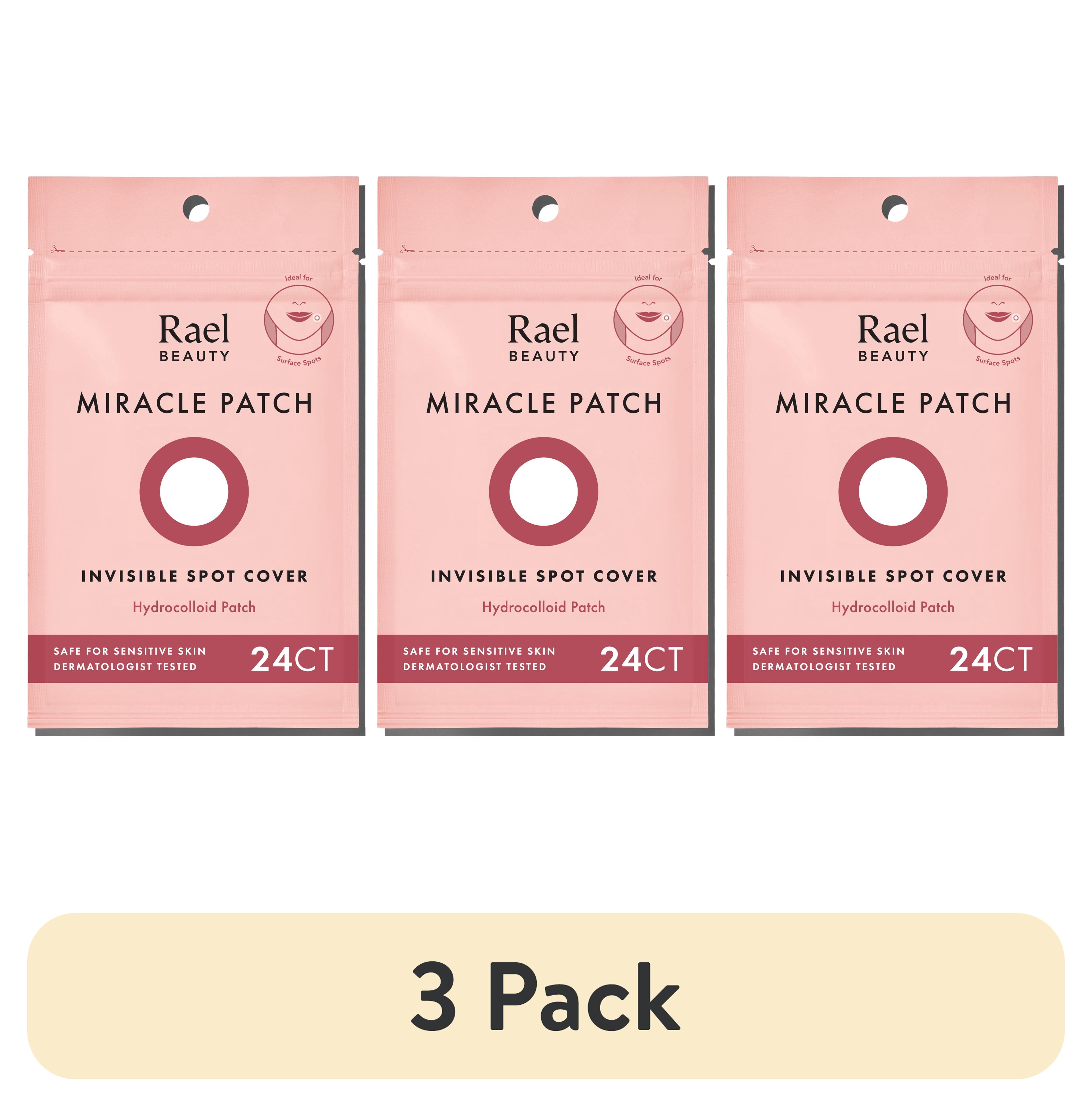 (3 pack) Rael Beauty Miracle Acne Patch Invisible Spot Cover, for All Skin Types, 24 Count