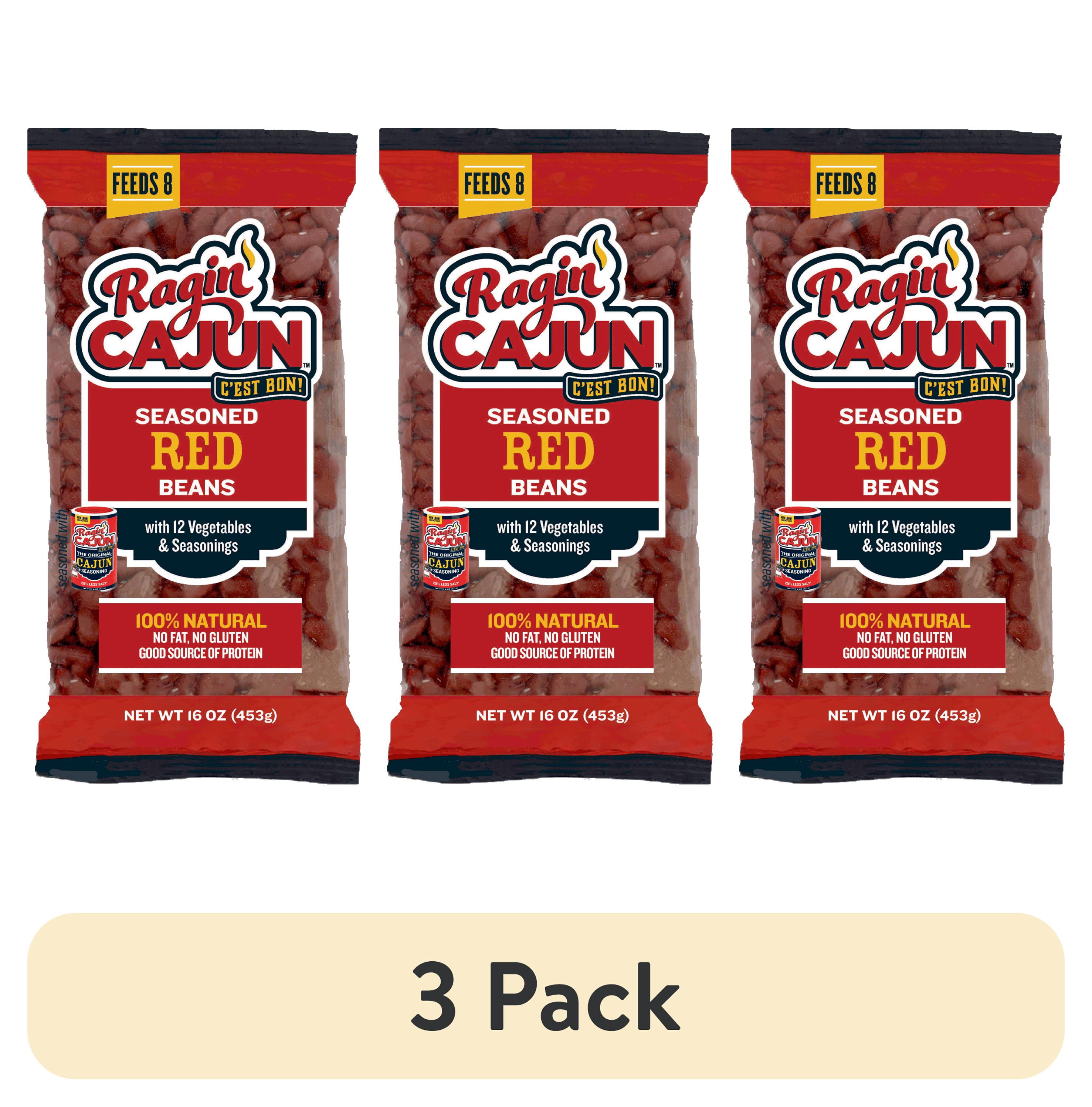 (3 pack) Ragin' Cajun Seasoned Red Beans 16 oz - Gluten Free, Fat Free, All Natural